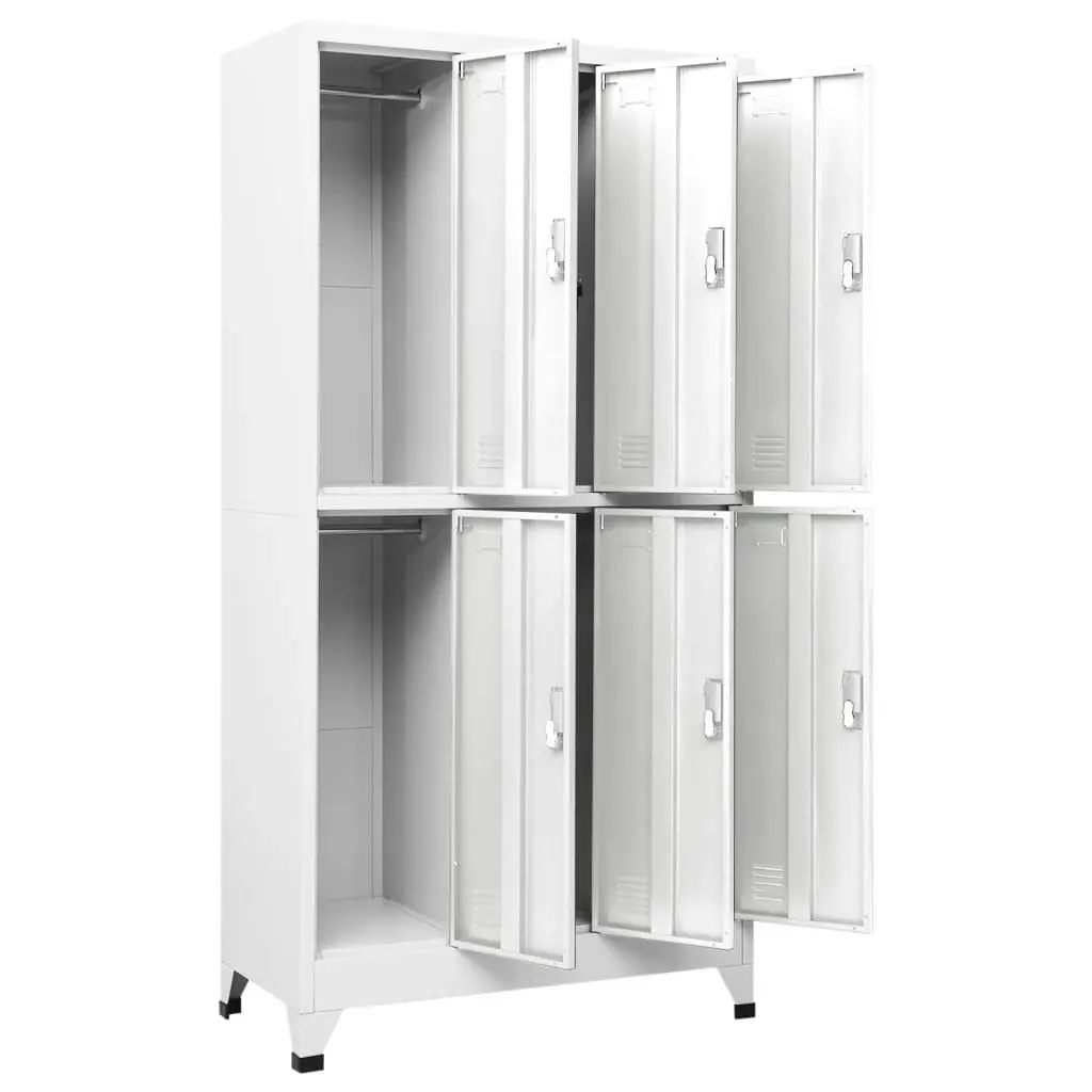 Locker Cabinet with 6 Compartments Steel 90x45x180 cm Grey 20156