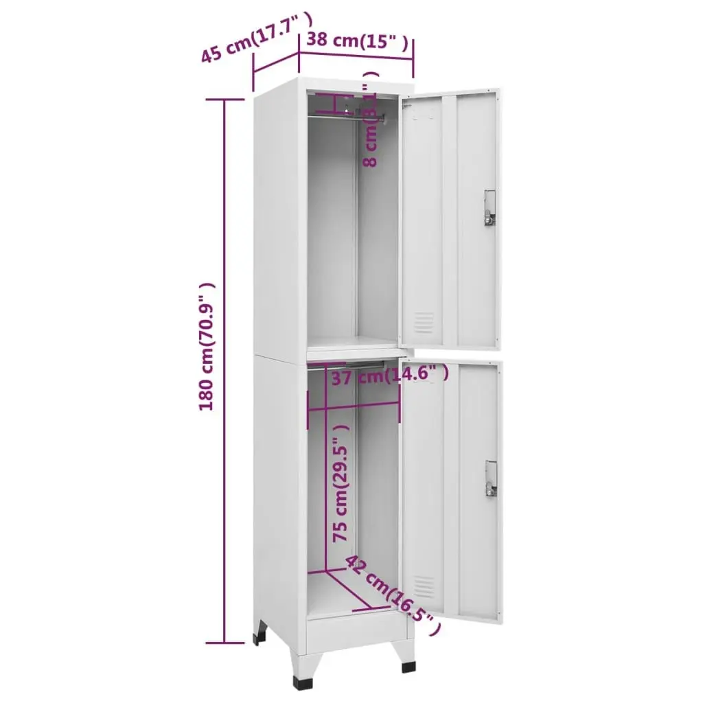 Locker Cabinet with 2 Compartments 38x45x180 cm 244473