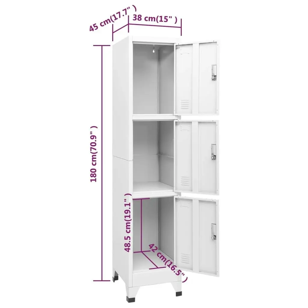 Locker Cabinet with 3 Compartments 38x45x180 cm 244474