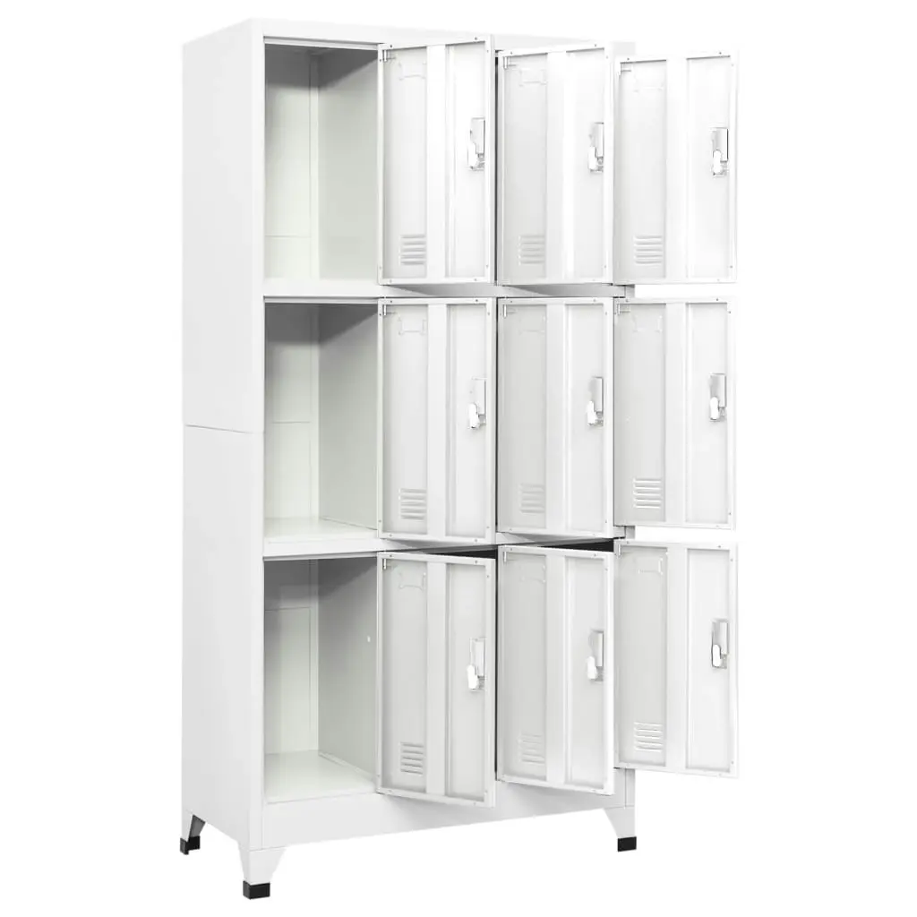 Locker Cabinet with 9 Compartments Steel 90x45x180 cm Grey 20157