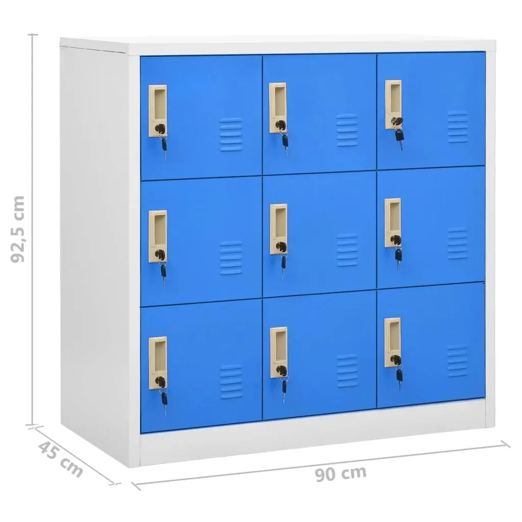 Locker Cabinets 2 pcs Light Grey and Blue 90x45x92.5 cm Steel 3095240