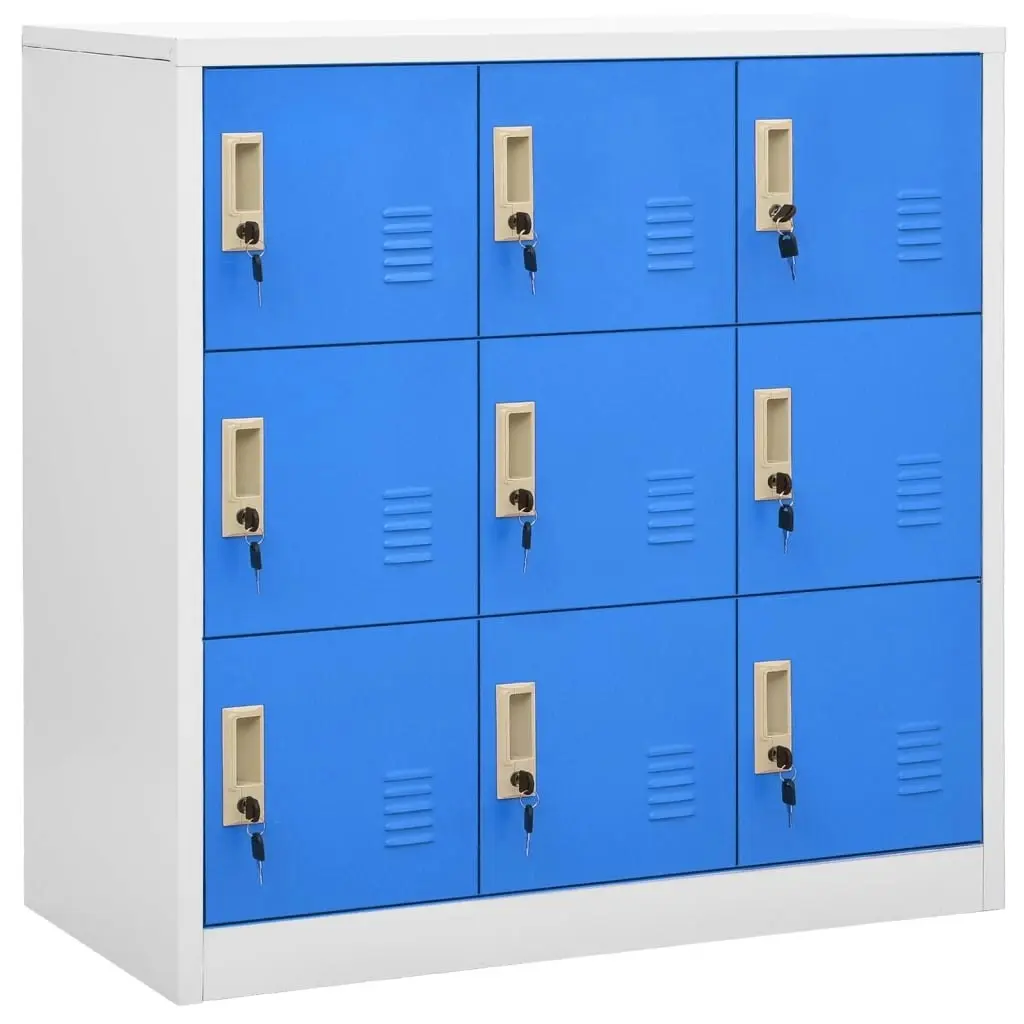 Locker Cabinets 2 pcs Light Grey and Blue 90x45x92.5 cm Steel 3095240