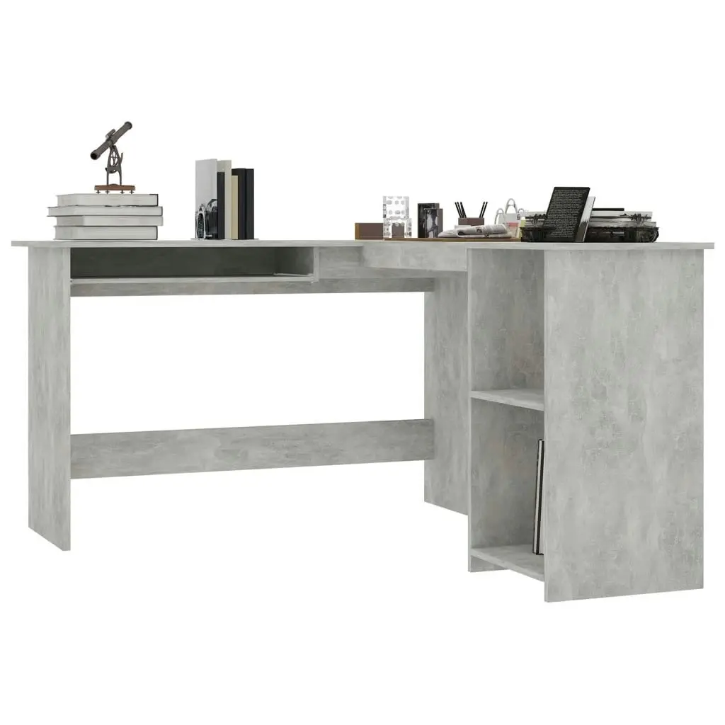 L-Shaped Corner Desk Concrete Grey 120x140x75 cm Engineered Wood 800751