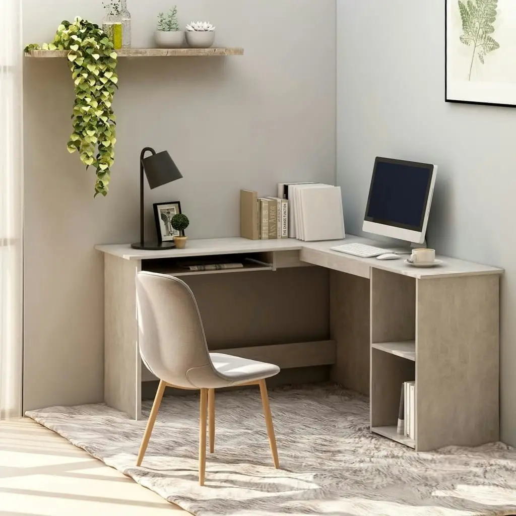 L-Shaped Corner Desk Concrete Grey 120x140x75 cm Engineered Wood 800751