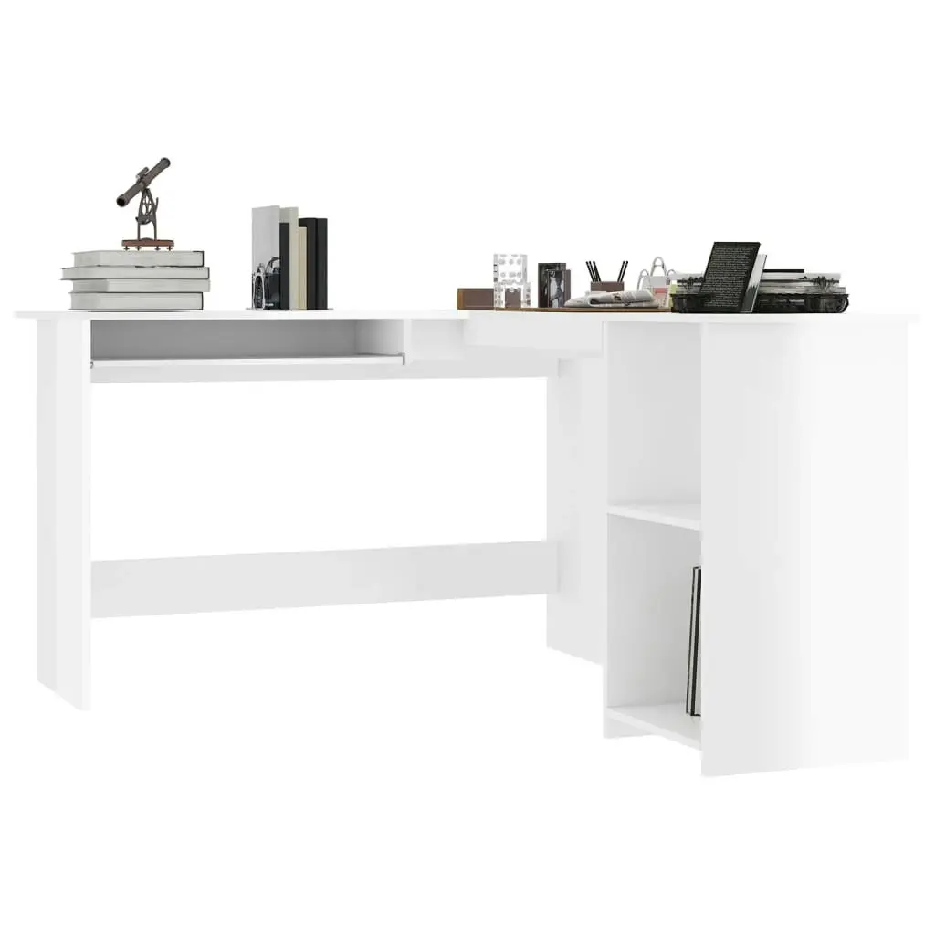 L-Shaped Corner Desk High Gloss White 120x140x75 cm Engineered Wood 800753