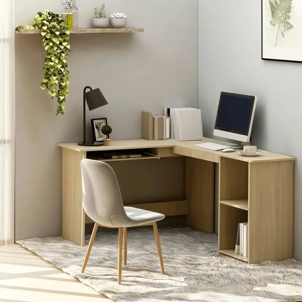 L-Shaped Corner Desk Sonoma Oak 120x140x75 cm Engineered Wood 800750