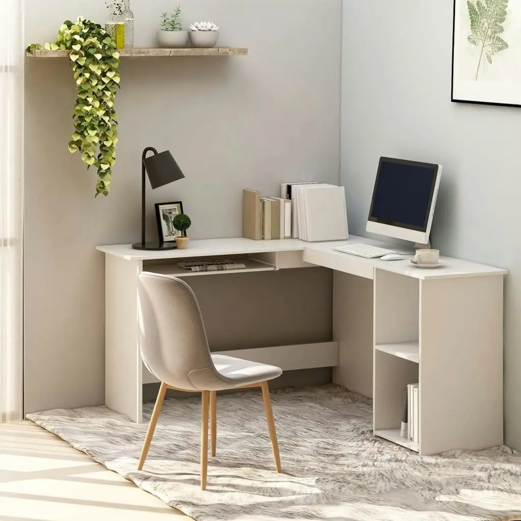 L-Shaped Corner Desk White 120x140x75 cm Engineered Wood 800747