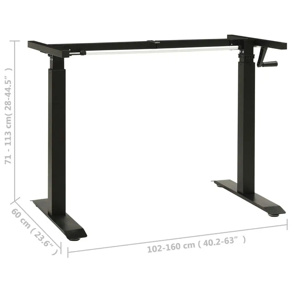 Manual Height Adjustable Standing Desk Frame Hand Crank Black 321719