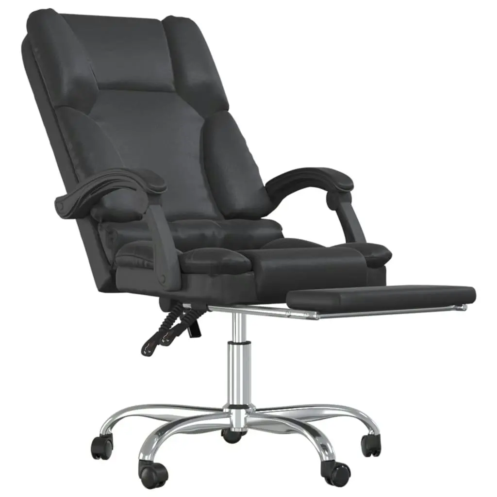 Massage Reclining Office Chair Black Faux Leather 349677