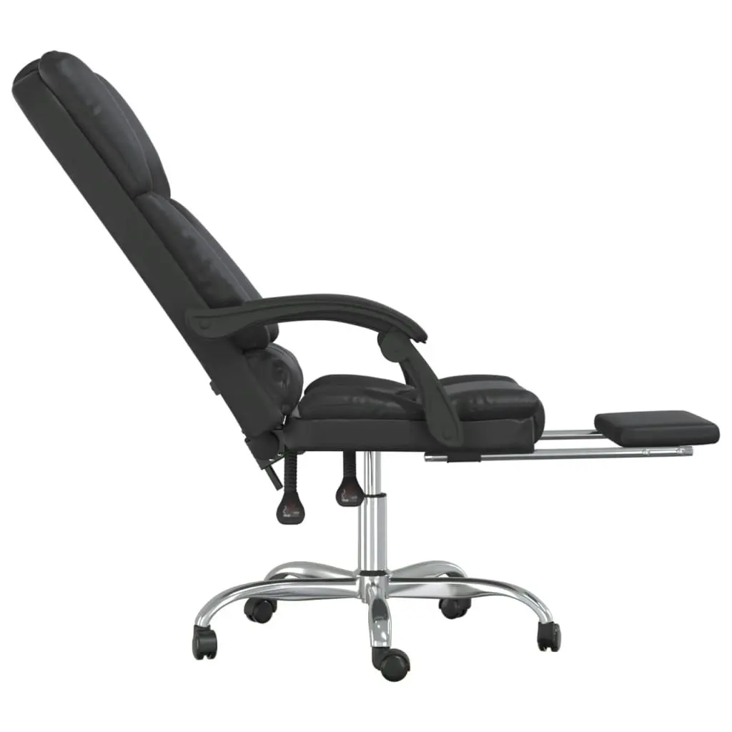 Massage Reclining Office Chair Black Faux Leather 349677