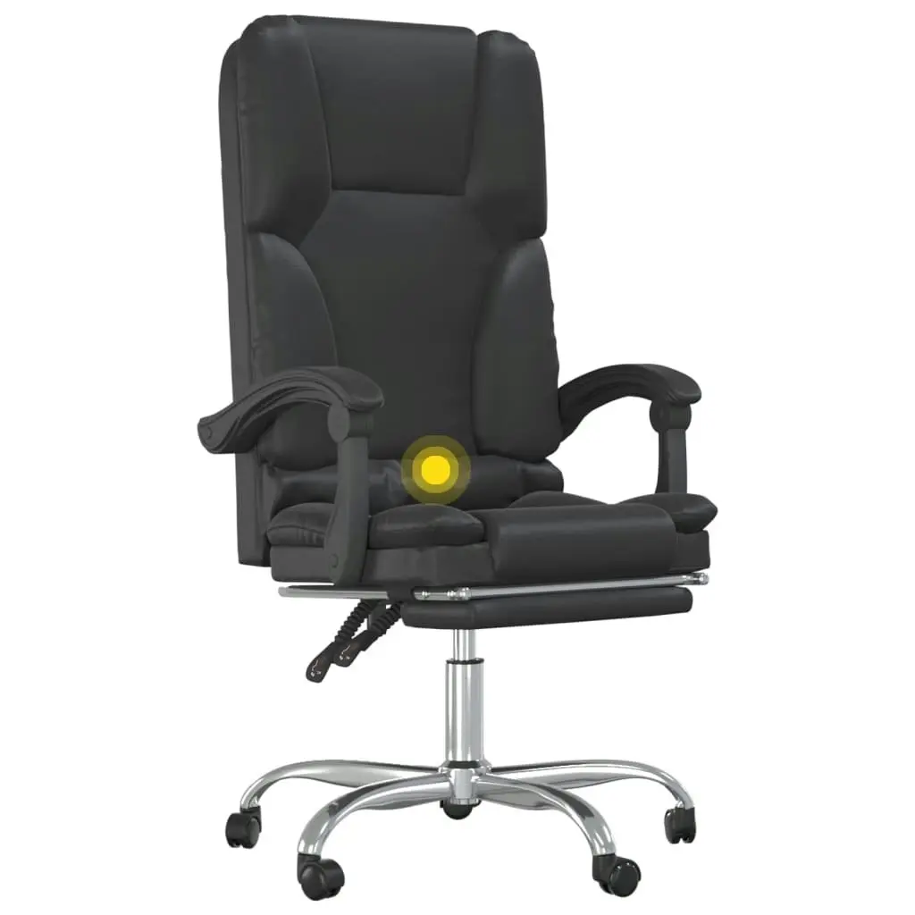 Massage Reclining Office Chair Black Faux Leather 349677