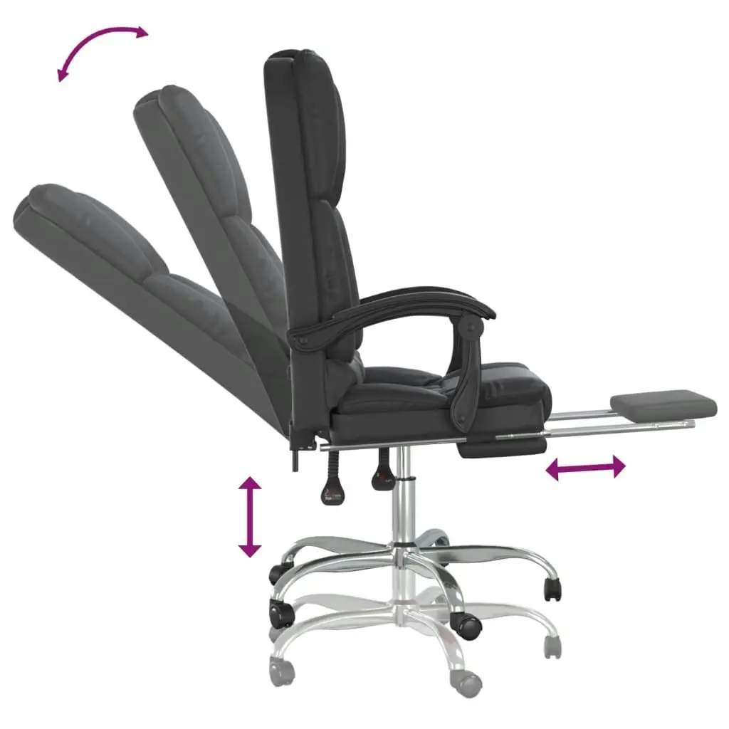 Massage Reclining Office Chair Black Faux Leather 349677