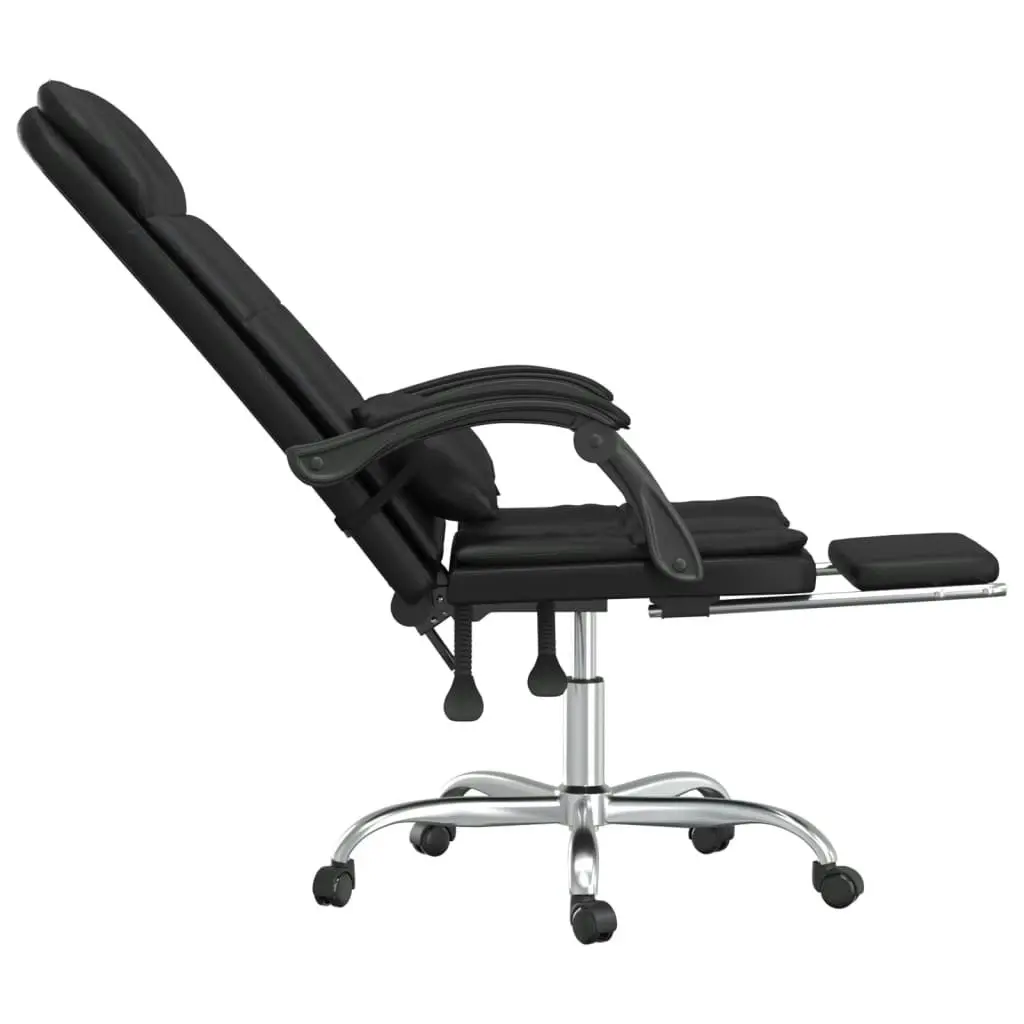 Massage Reclining Office Chair Black Faux Leather 349707