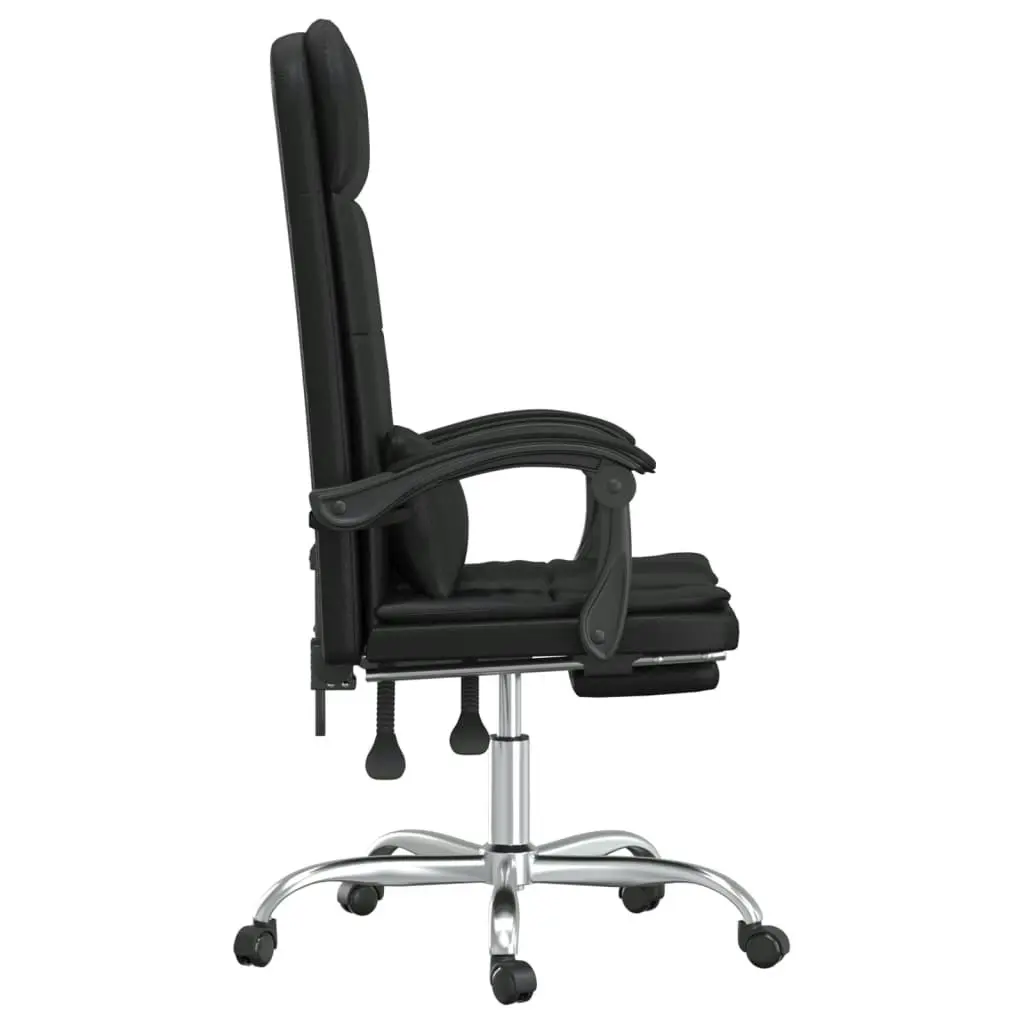 Massage Reclining Office Chair Black Faux Leather 349707