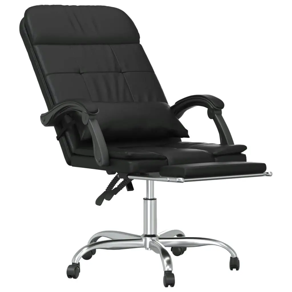 Massage Reclining Office Chair Black Faux Leather 349707