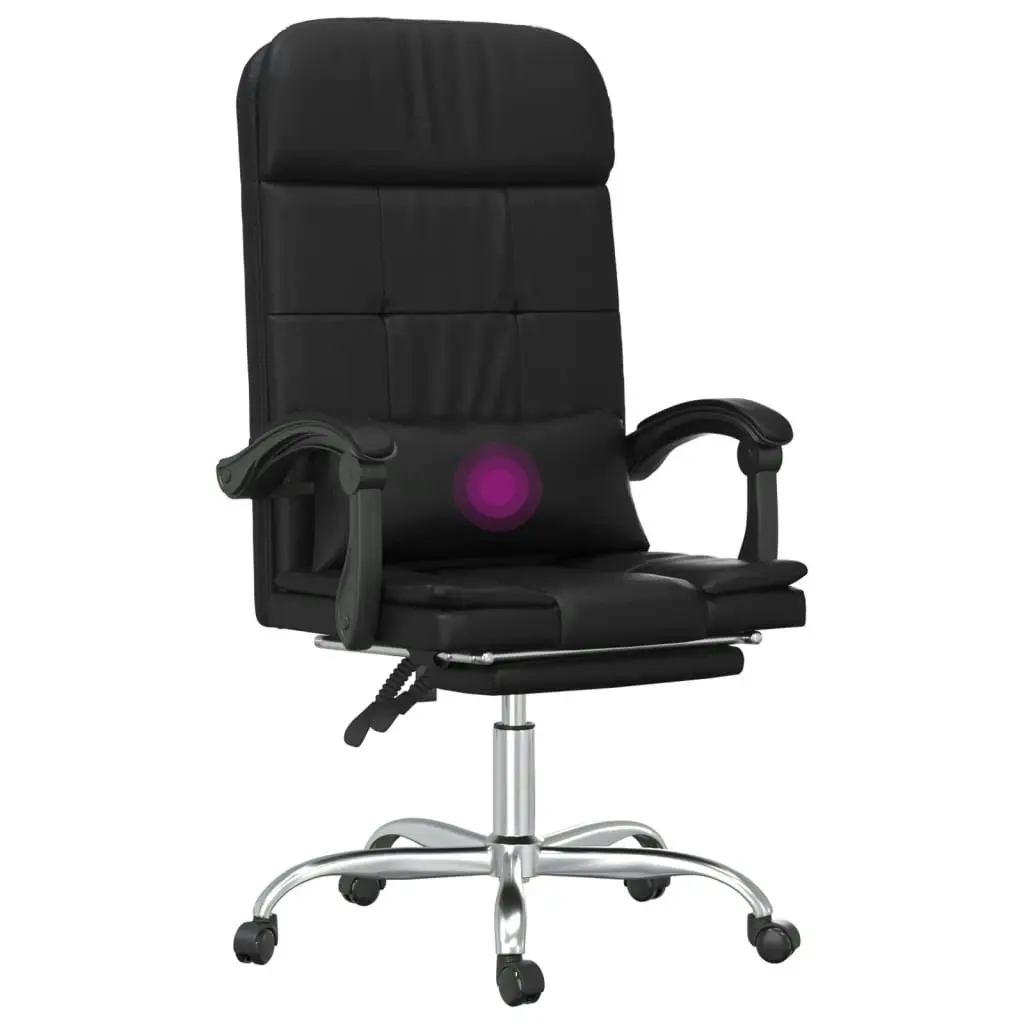 Massage Reclining Office Chair Black Faux Leather 349707