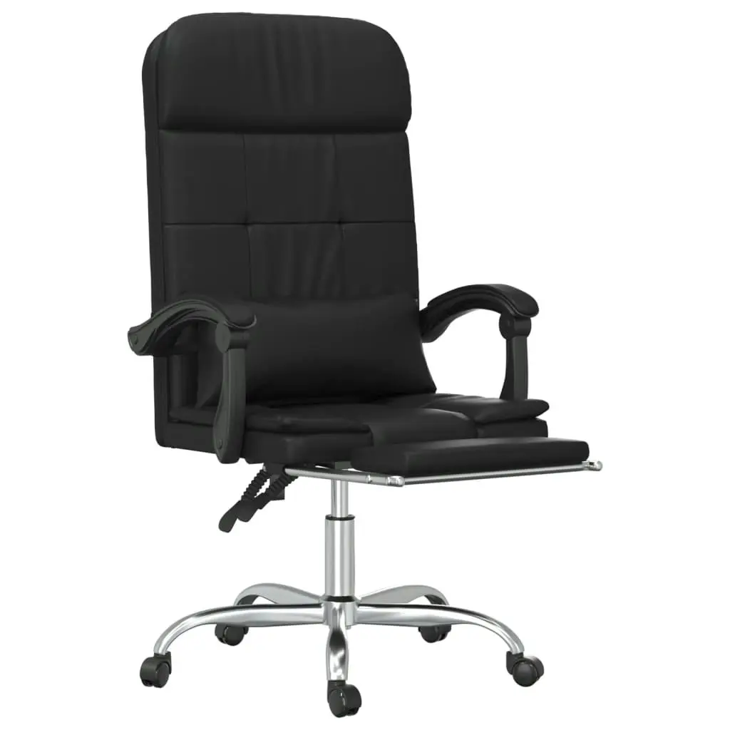 Massage Reclining Office Chair Black Faux Leather 349707