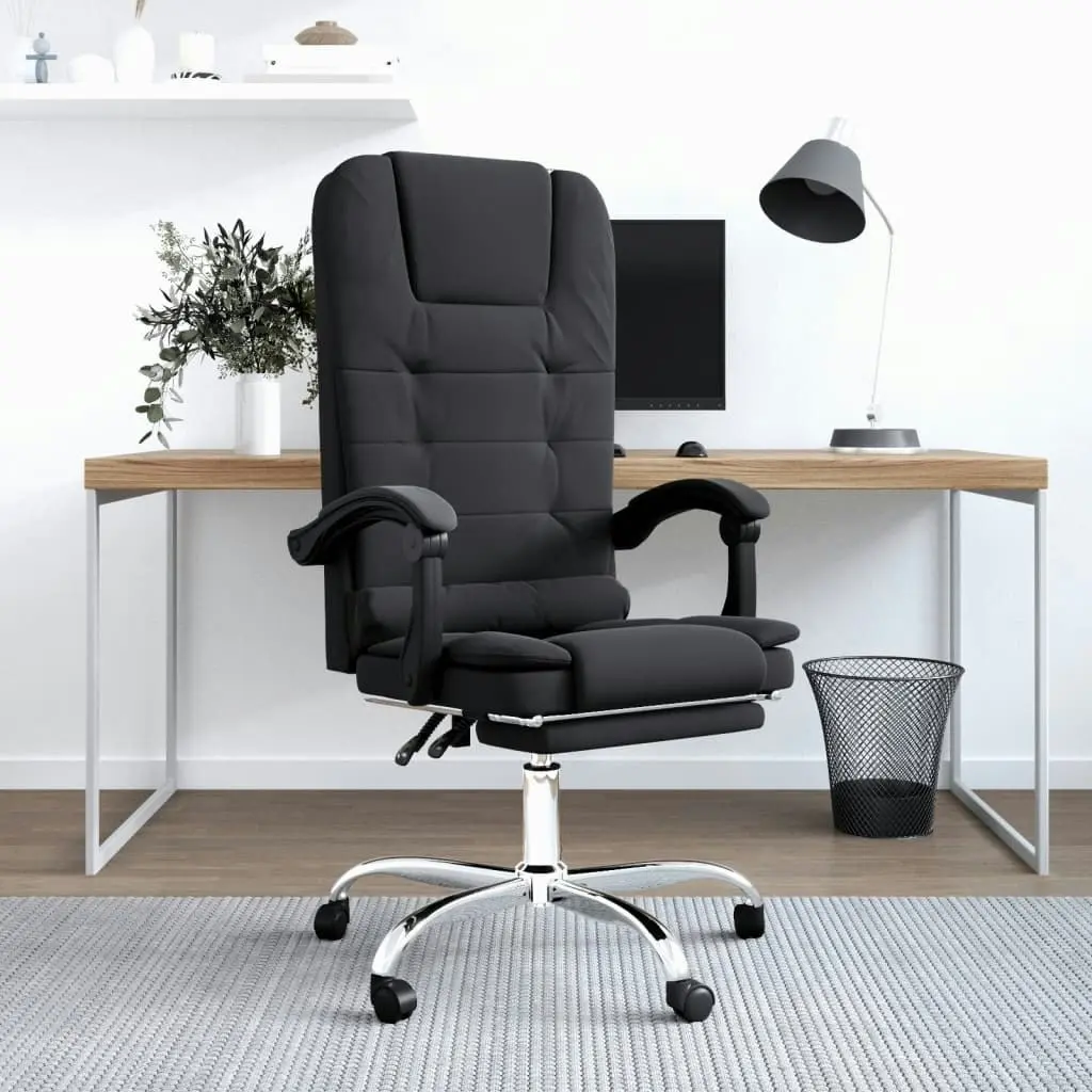 Massage Reclining Office Chair Black Faux Leather 349667