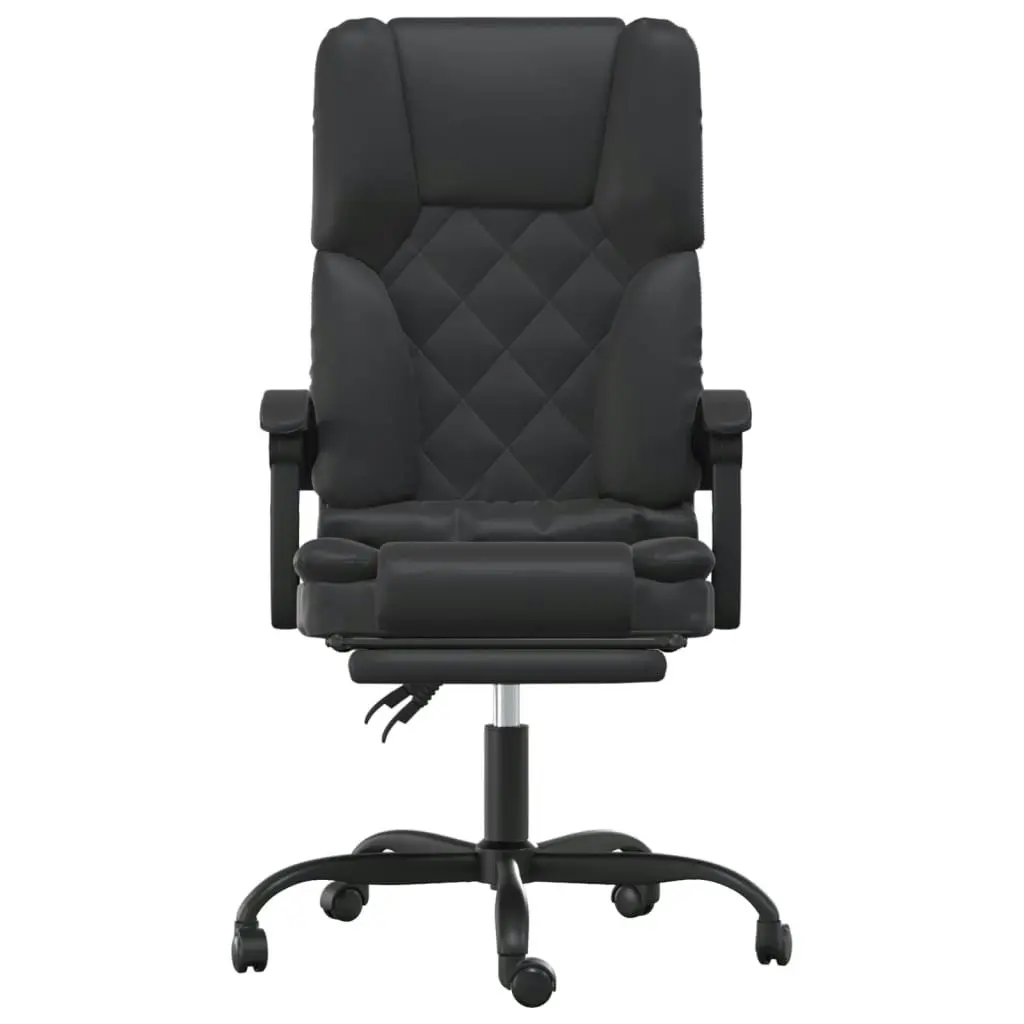 Massage Reclining Office Chair Black Faux Leather 349687