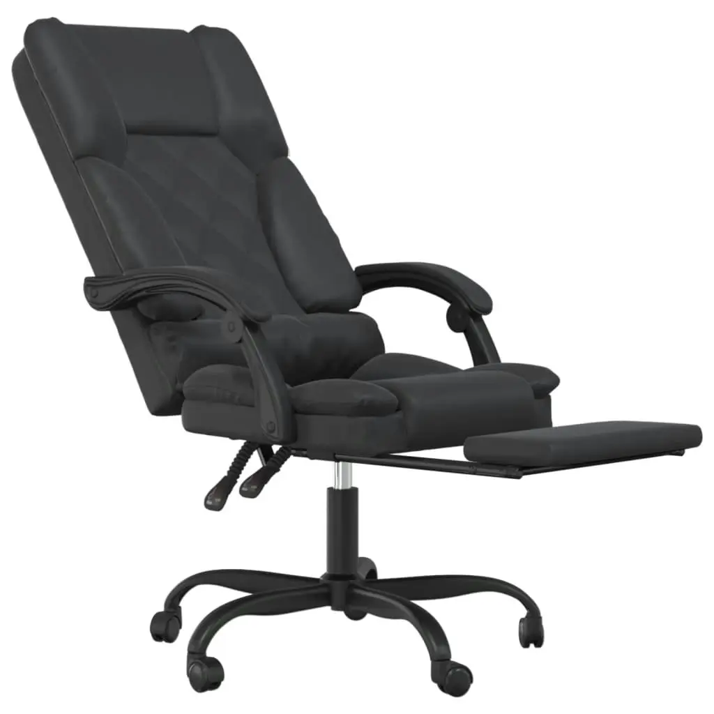 Massage Reclining Office Chair Black Faux Leather 349687