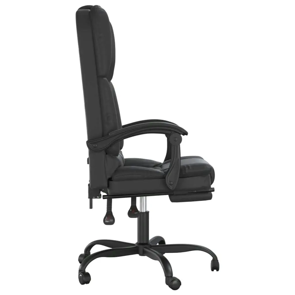 Massage Reclining Office Chair Black Faux Leather 349687