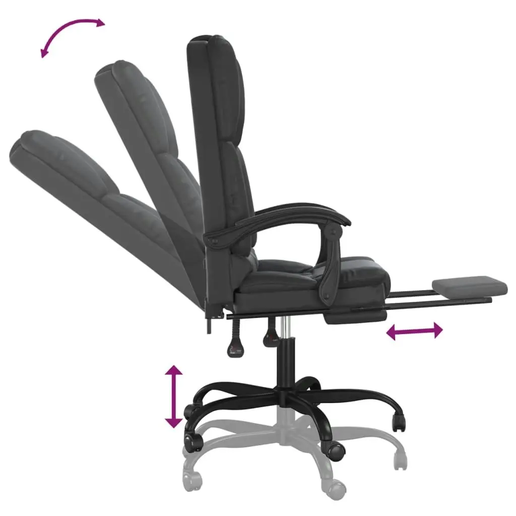 Massage Reclining Office Chair Black Faux Leather 349687