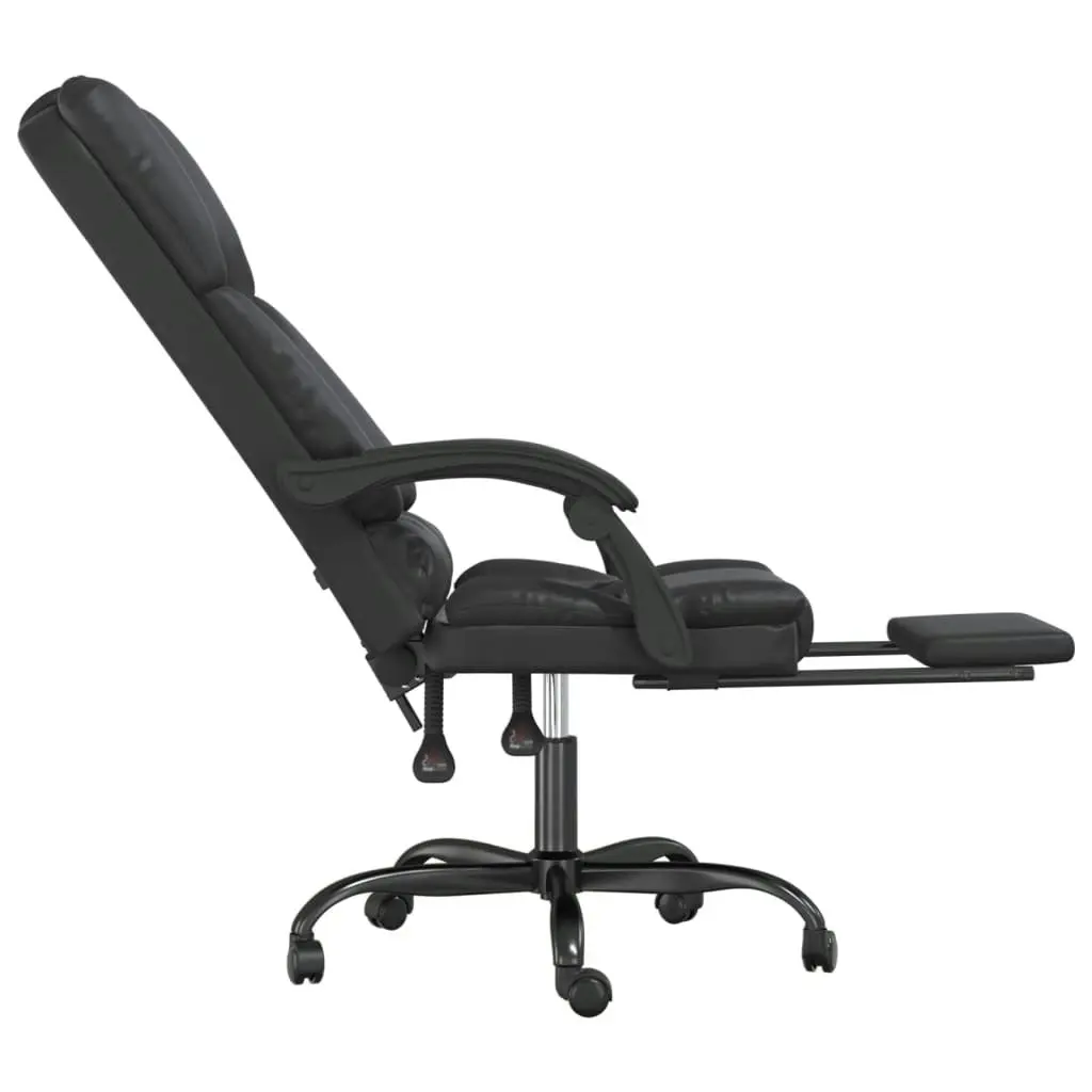 Massage Reclining Office Chair Black Faux Leather 349687