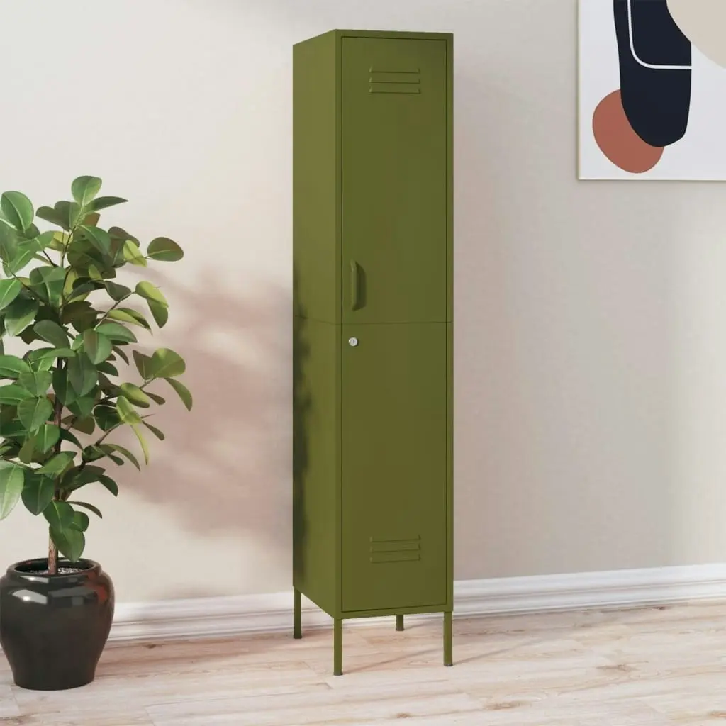 Locker Cabinet Olive Green 35x46x180 cm Steel 336252