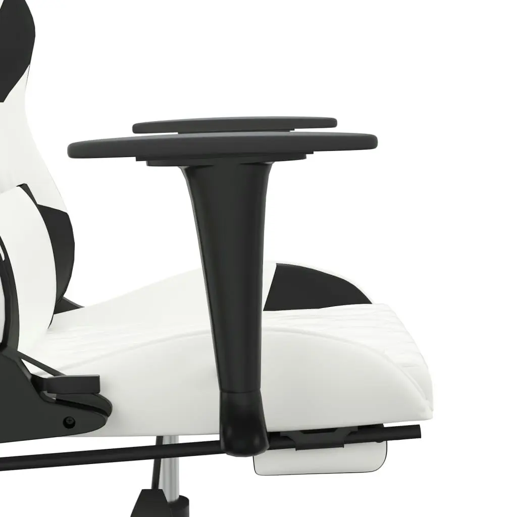 Massage Gaming Chair with Footrest White&Black Faux Leather 345531