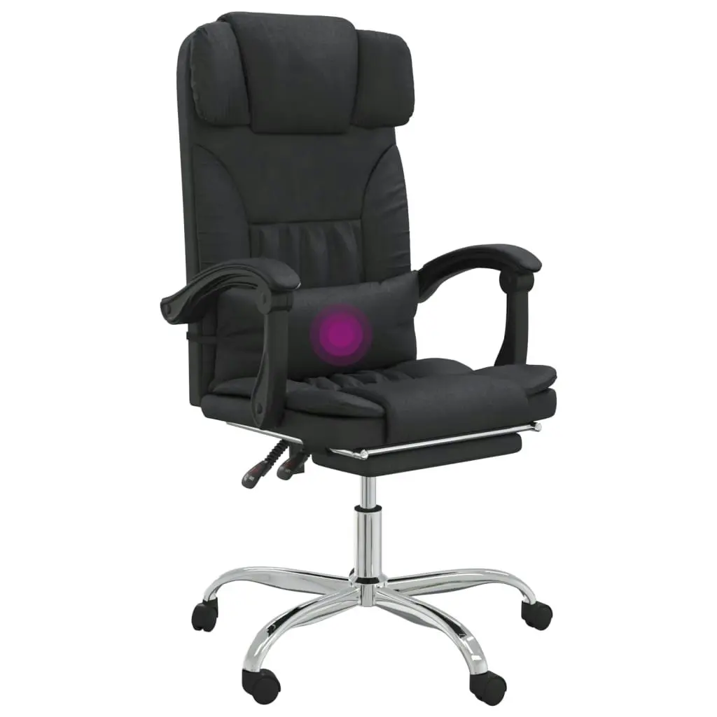 Massage Reclining Office Chair Black Faux Leather 349743