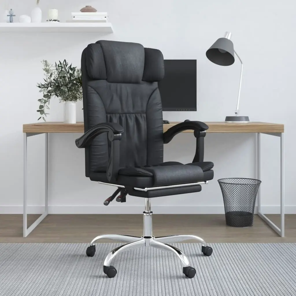 Massage Reclining Office Chair Black Faux Leather 349743