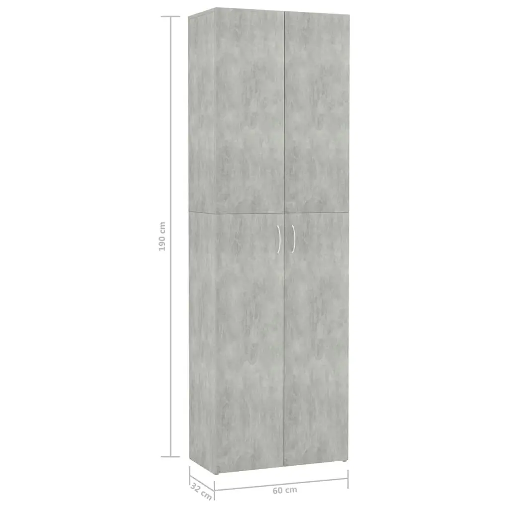 Office Cabinet Concrete Grey 60x32x190 cm Engineered Wood 800301