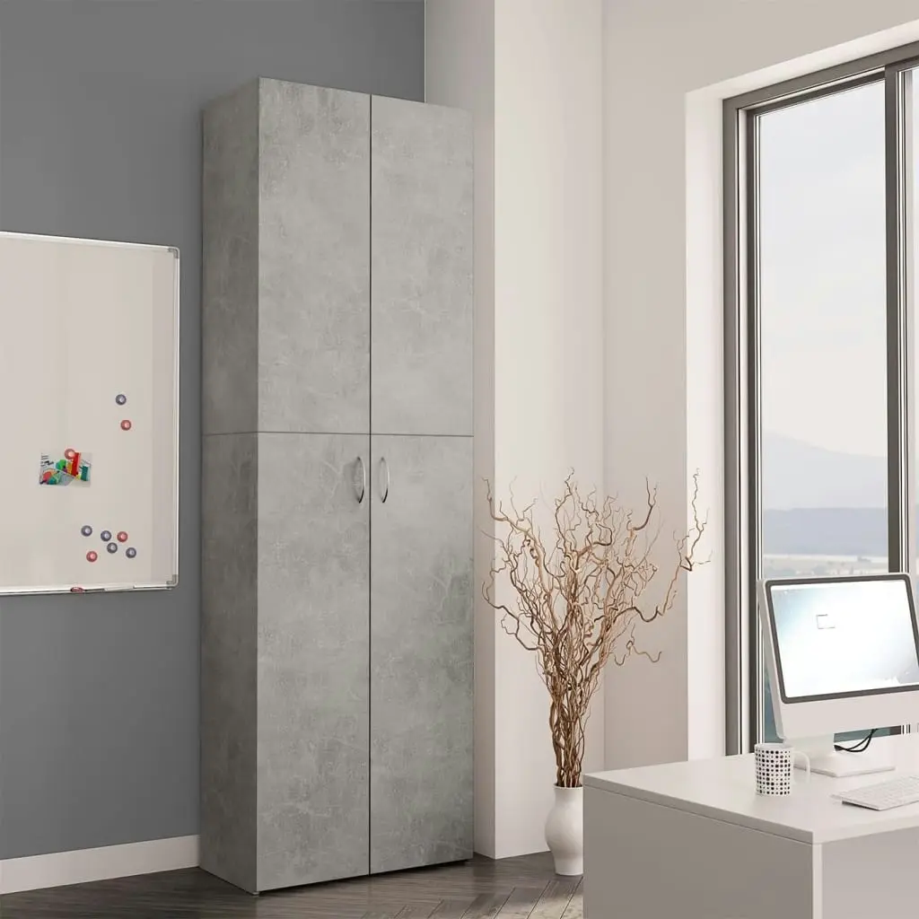 Office Cabinet Concrete Grey 60x32x190 cm Engineered Wood 800301