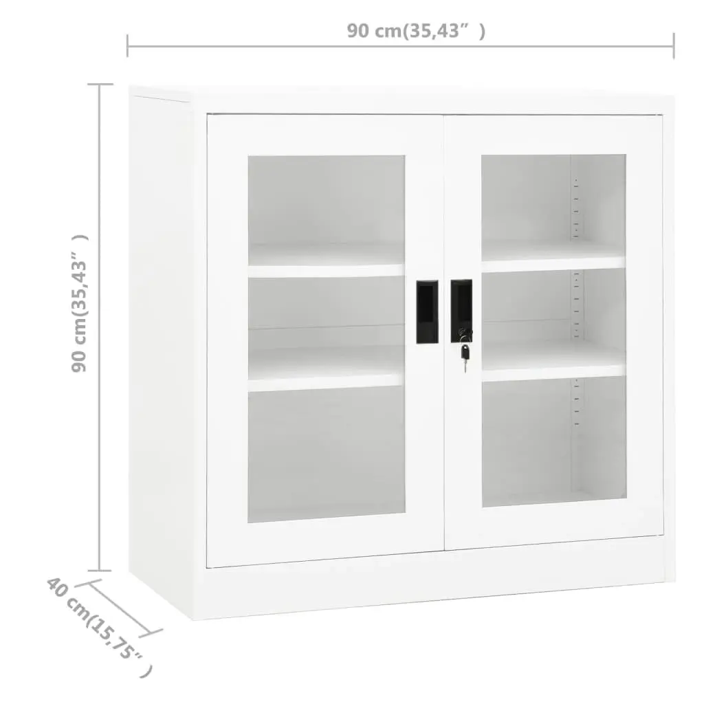 Office Cabinet White 90x40x90 cm Steel 335930