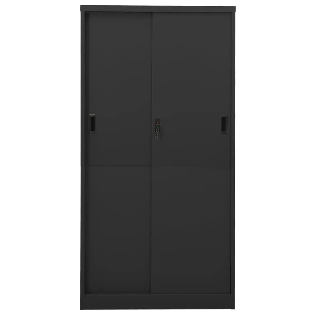 Office Cabinet with Sliding Door Anthracite 90x40x180 cm Steel 335961