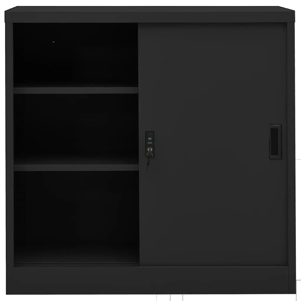 Office Cabinet with Sliding Door Anthracite 90x40x90 cm Steel 335953