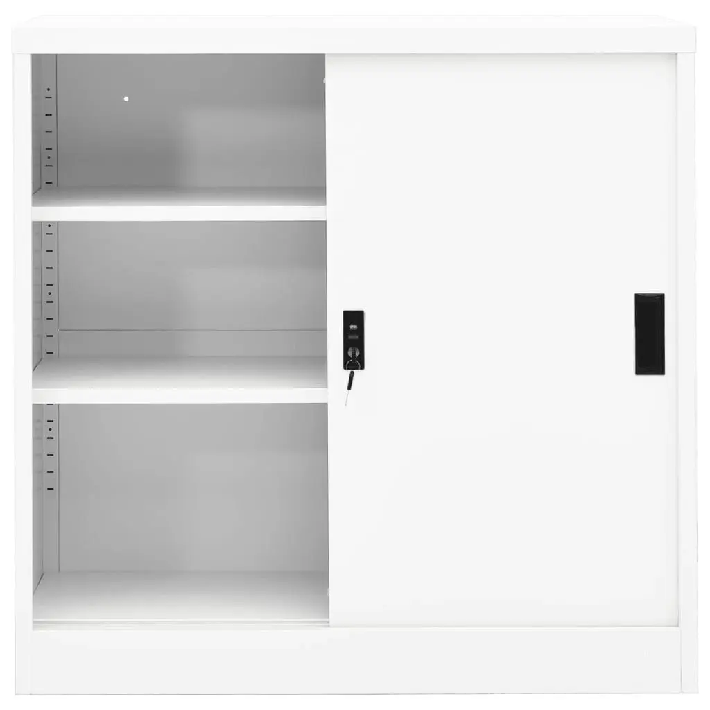 Office Cabinet with Sliding Door White 90x40x90 cm Steel 335950