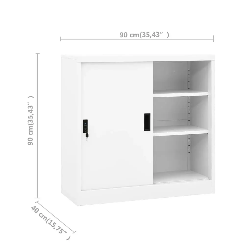 Office Cabinet with Sliding Door White 90x40x90 cm Steel 335950