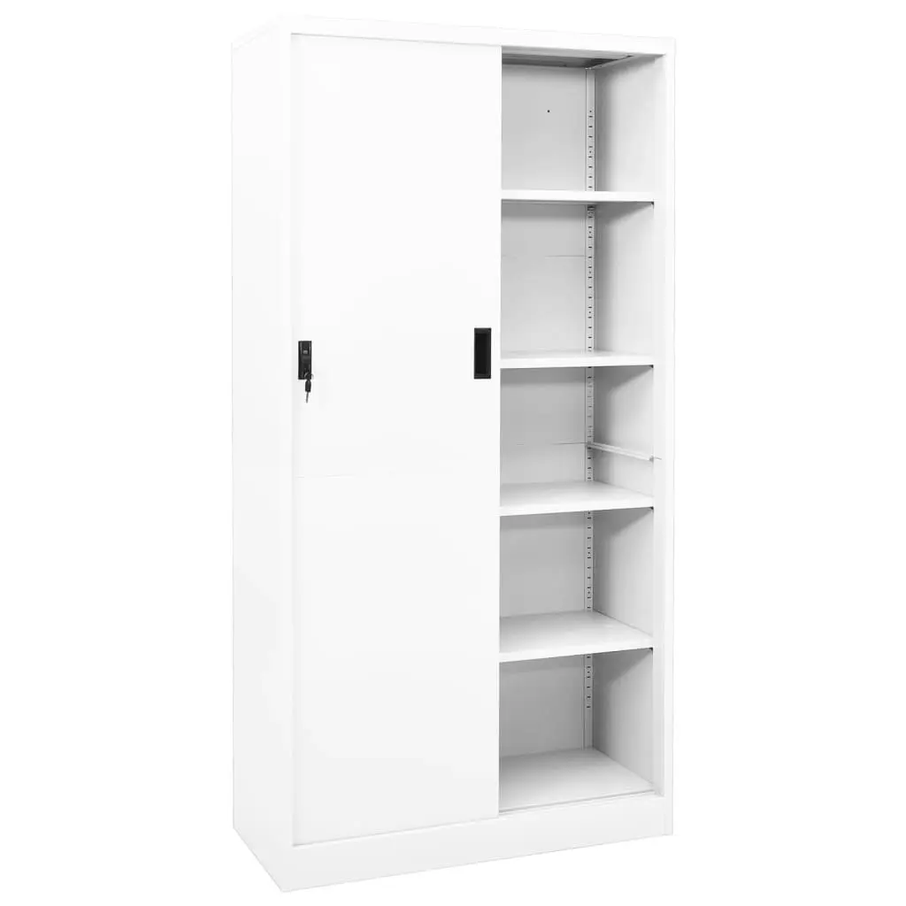 Office Cabinet with Sliding Door White 90x40x180 cm Steel 335958