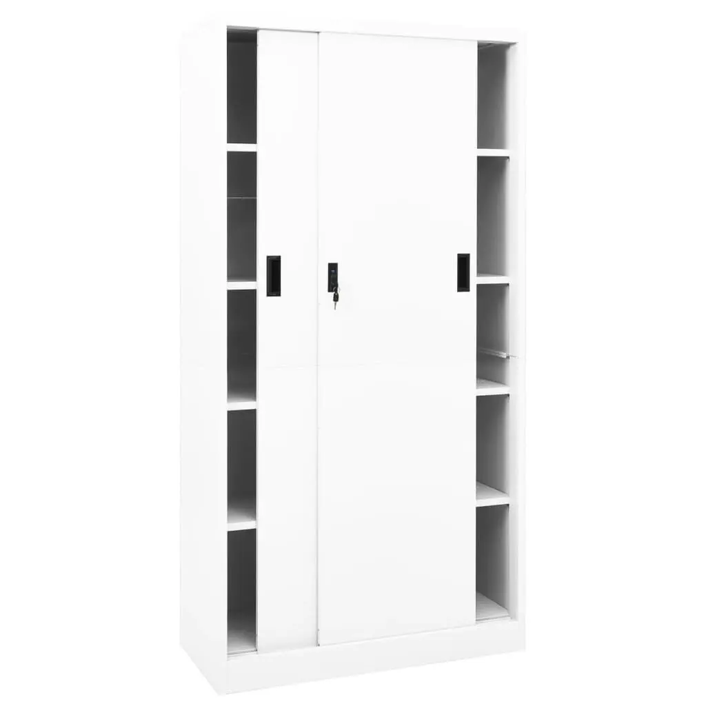 Office Cabinet with Sliding Door White 90x40x180 cm Steel 335958