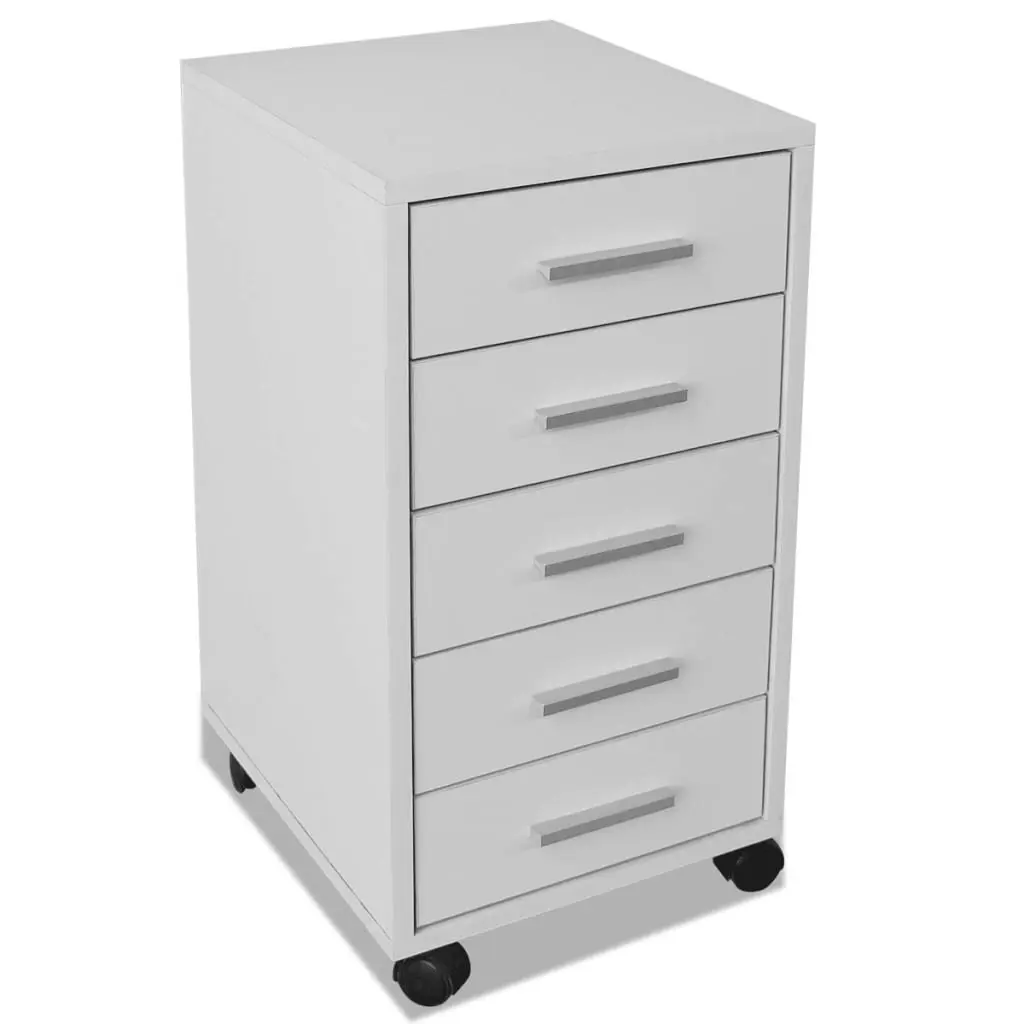 Office Drawer Unit with Castors 5 Drawers White 243064