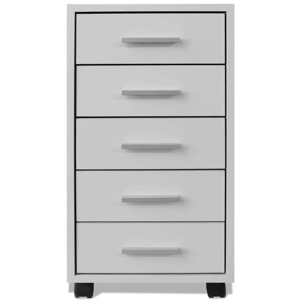 Office Drawer Unit with Castors 5 Drawers White 243064