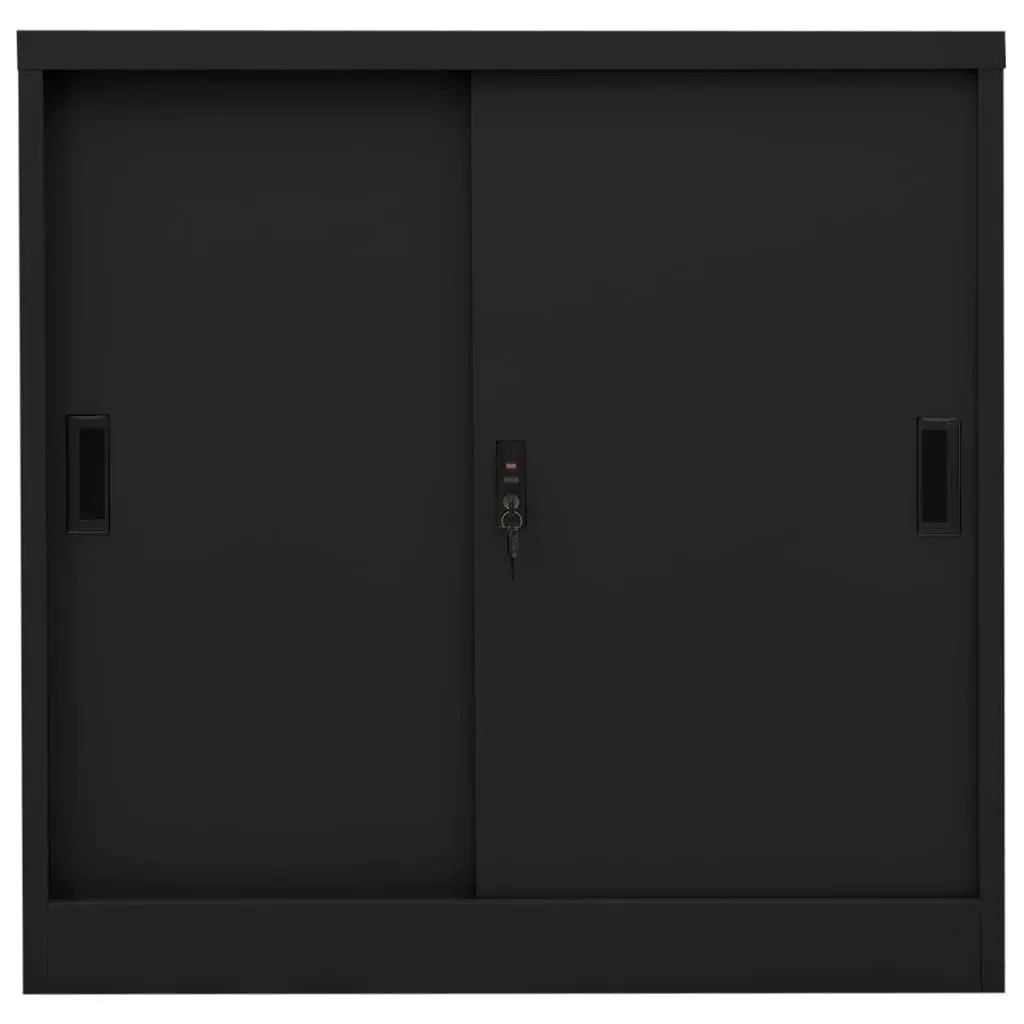 Office Cabinet with Sliding Door Black 90x40x90 cm Steel 335952