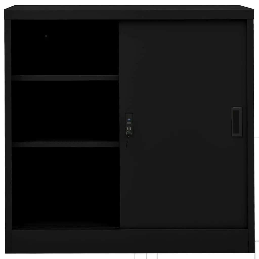 Office Cabinet with Sliding Door Black 90x40x90 cm Steel 335952