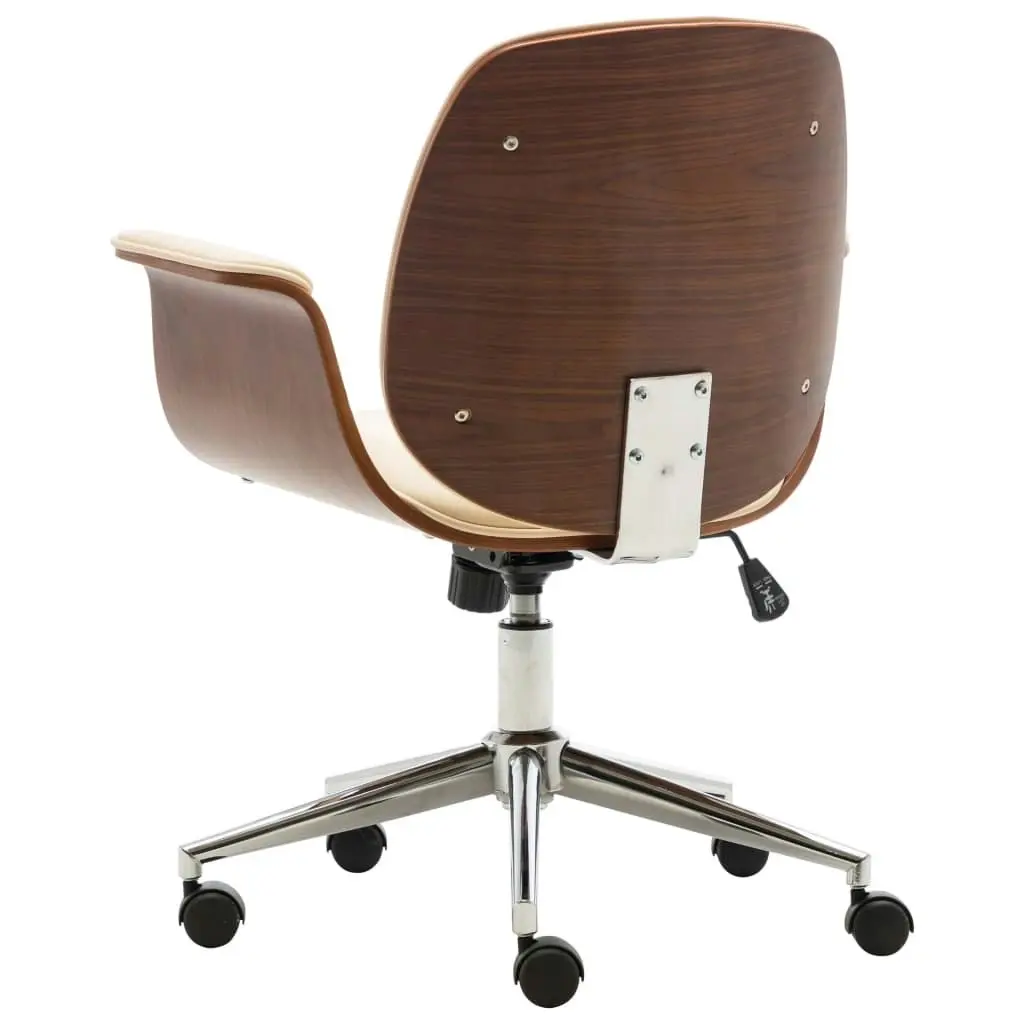 Office Chair Cream Bent Wood and Faux Leather 283127