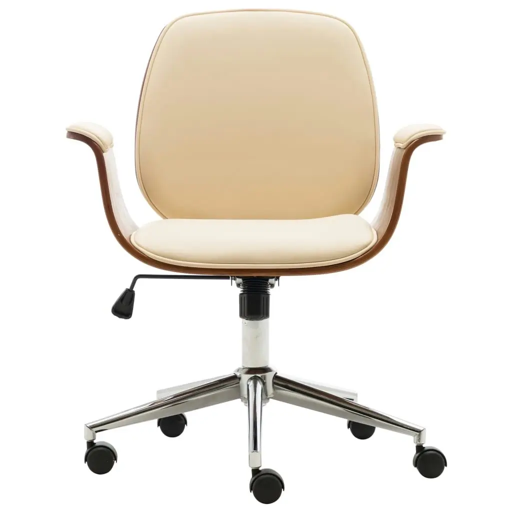 Office Chair Cream Bent Wood and Faux Leather 283127