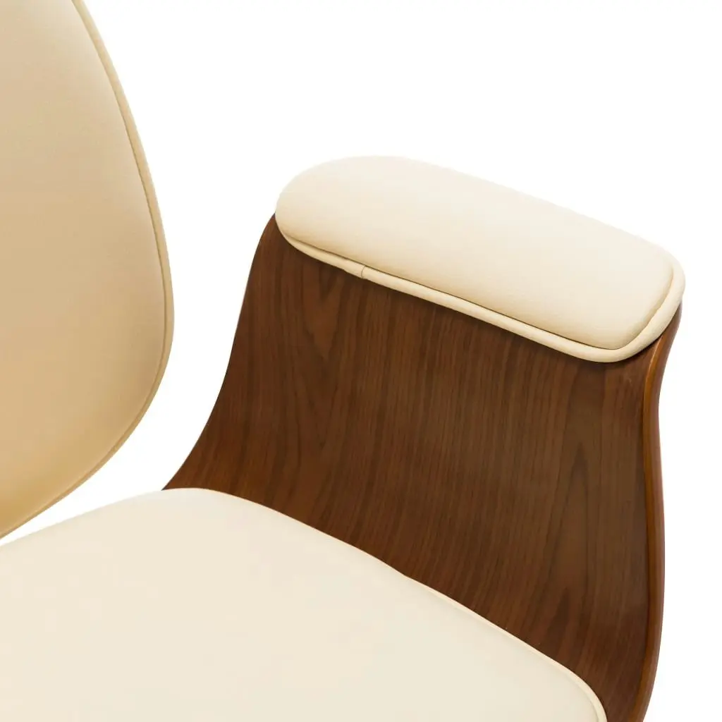 Office Chair Cream Bent Wood and Faux Leather 283127