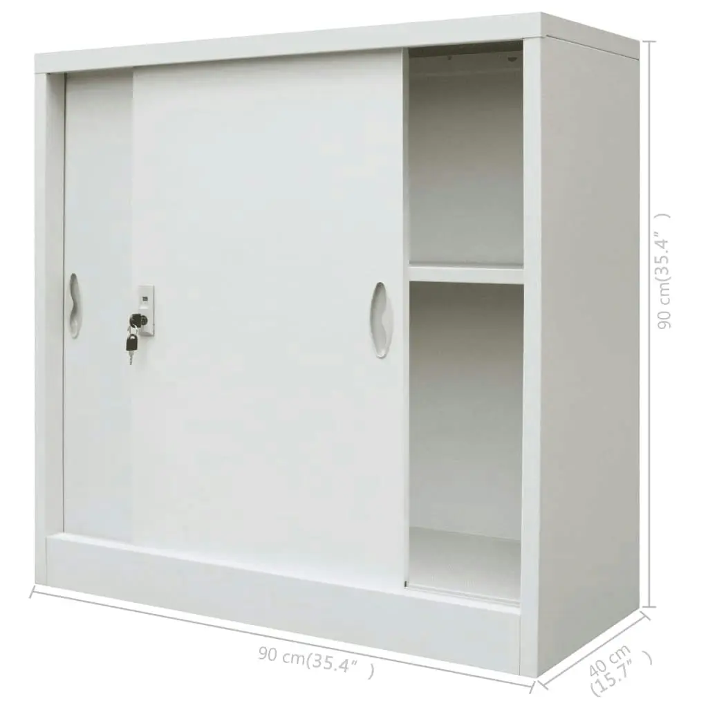 Office Cabinet with Sliding Doors Metal 90x40x90 cm Grey 245965