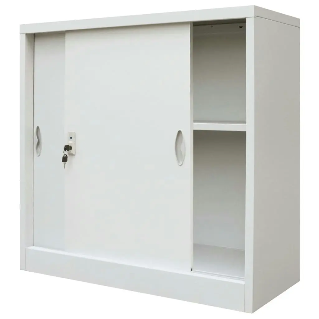 Office Cabinet with Sliding Doors Metal 90x40x90 cm Grey 245965