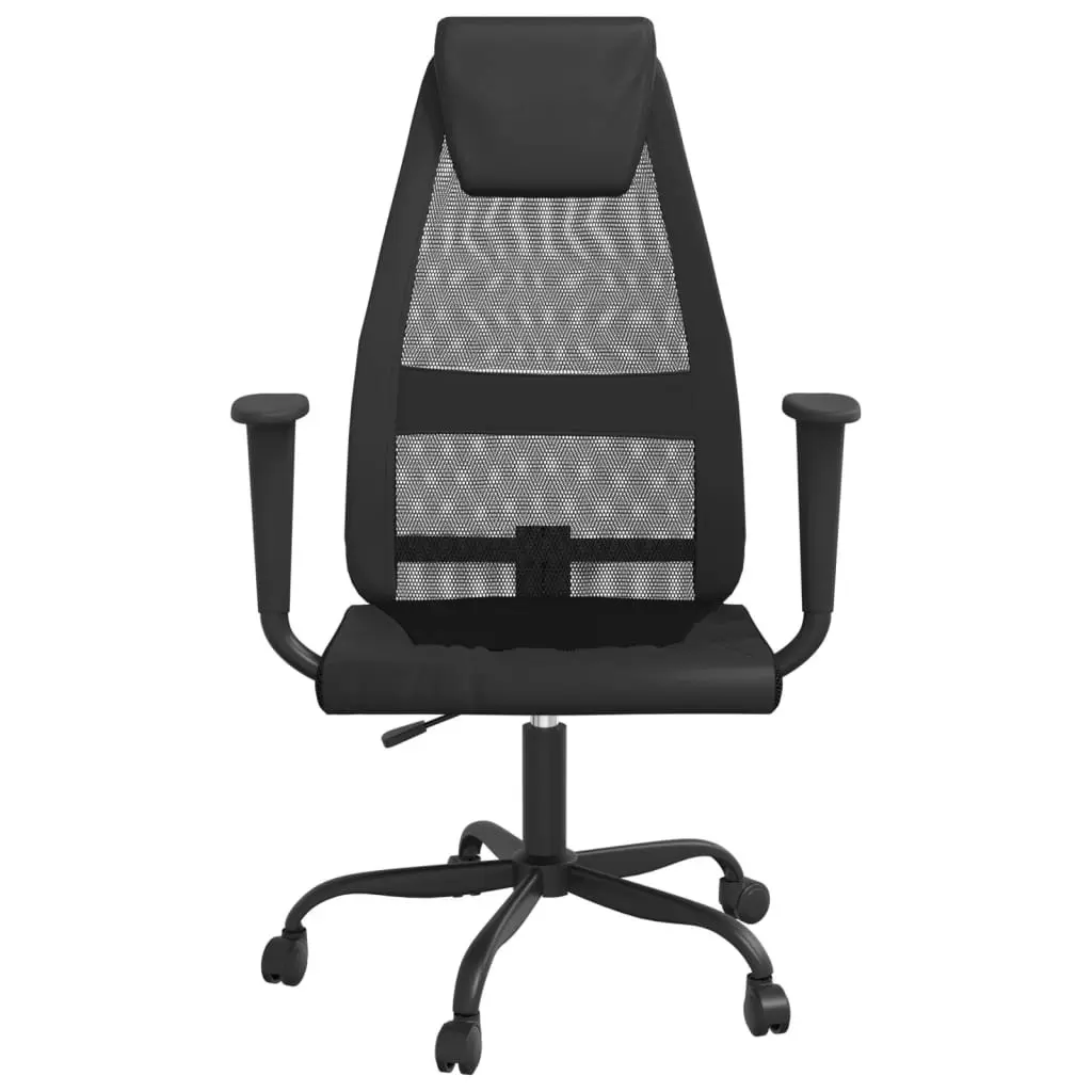 Office Chair Height Adjustable Black Mesh Fabric and Faux Leather 353023